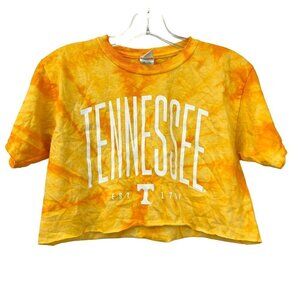 Colortone Cropped Tennessee Tie Dye Top Yelllow/White Womens Size Large